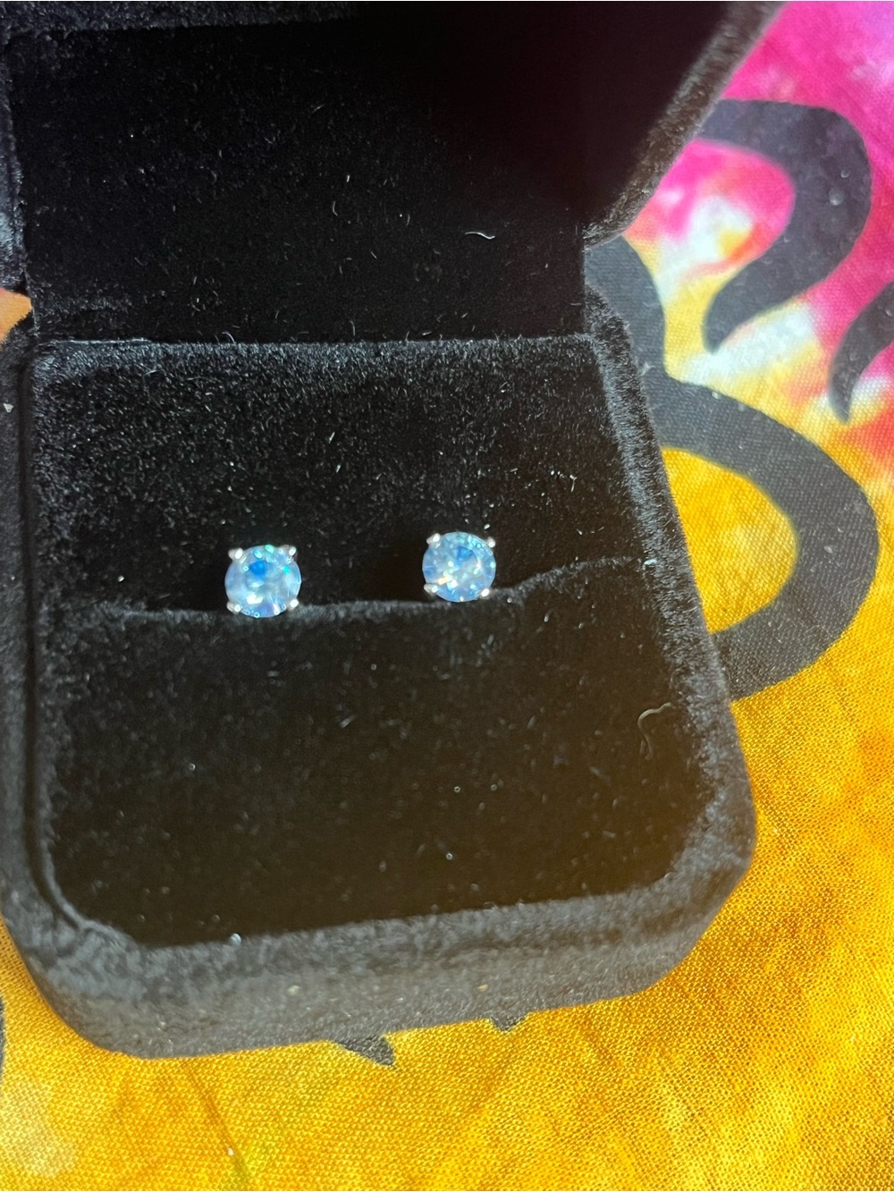 Rhodium Plated 1 CTW Ice Blue Moissanite Stud Earrings NWT